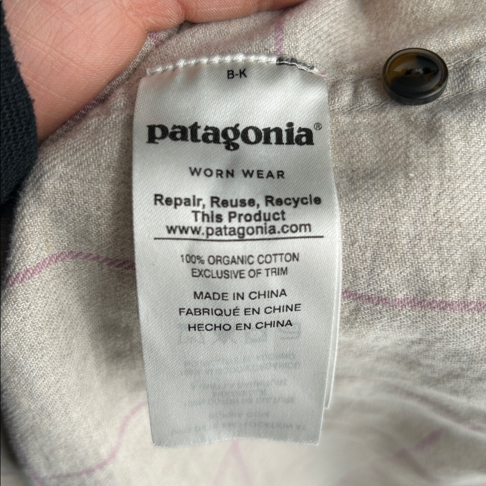 Patagonia Gray and Pink Organic Cotton Shirt Worn W's Heywood Flannel Shirt SZ 6 - Picture 6 of 10
